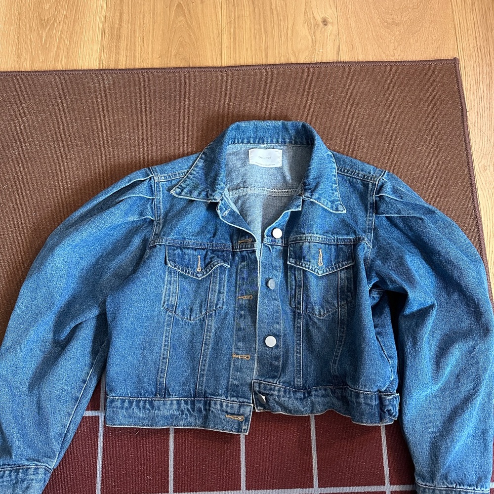OAK + FORT Blue Denim Jacket with Puff Sleeves - Picture 2 of 2